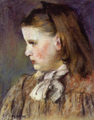 main product photo of Portrait of Eugenie Estruc painting by Camille Pissarro