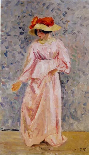 Portrait of Jeanne in a Pink Robe by Camille Pissarro - Hand-Painted Oil Painting Reproduction