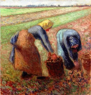Potato Harvest by Camille Pissarro - Hand-Painted Oil Painting Reproduction
