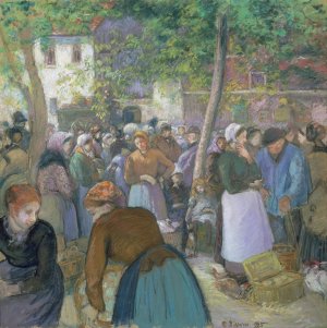 main product photo of Poultry Market at Gisors painting by Camille Pissarro