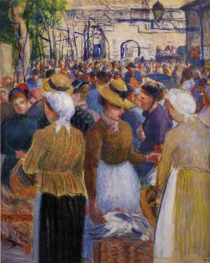Poultry Market at Gisors by Camille Pissarro - Hand-Painted Oil Painting Reproduction