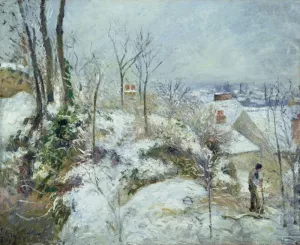 Rabbit Warren at Pontoise, Snow by Camille Pissarro - Hand-Painted Oil Painting Reproduction