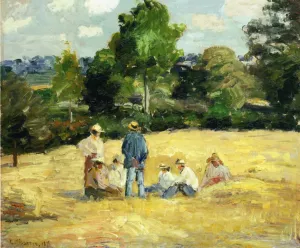 Resting Harvesters, Montfoucault by Camille Pissarro - Hand-Painted Oil Painting Reproduction