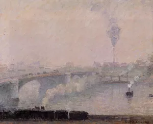 Rouen, Fog Effect by Camille Pissarro - Hand-Painted Oil Painting Reproduction