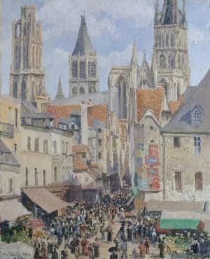 Rue de l'epicerie, Rouen by Camille Pissarro - Hand-Painted Oil Painting Reproduction