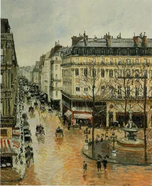 Rue Saint-Honore: Afternoon, Rain Effect by Camille Pissarro - Hand-Painted Oil Painting Reproduction