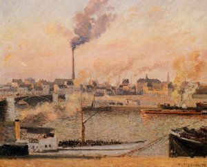 main product photo of Saint-Sever, Rouen: Morning, Five O'Clock painting by Camille Pissarro
