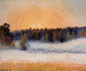 Setting Sun and Fog, Eragny by Camille Pissarro Art