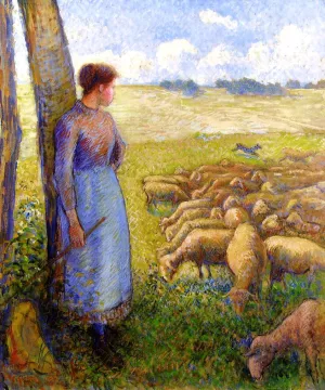 Shepherdess and Sheep by Art