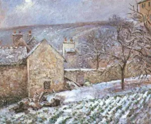 Snow at the Hermitage, Pontoise by Camille Pissarro - Hand-Painted Oil Painting Reproduction