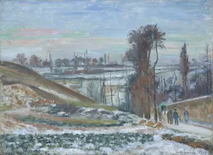 Snowy Landscape near l'Hermitage by Camille Pissarro - Hand-Painted Oil Painting Reproduction