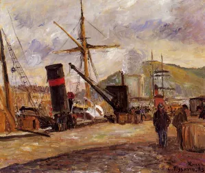 Steamboats by Camille Pissarro - Hand-Painted Oil Painting Reproduction