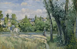 Sunlight on the Road, Pontoise by Camille Pissarro - Hand-Painted Oil Painting Reproduction