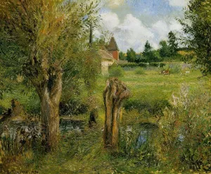The Banks of the Epte at Eragny by Camille Pissarro - Hand-Painted Oil Painting Reproduction