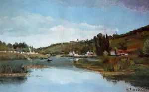 The Banks of the Marne at Chennevieres II by Camille Pissarro Art