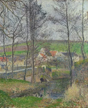The banks of the Viosne at Osny in grey weather, winter by Art