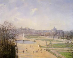 The Bassin des Tuileries: Afternoon, Sun by Camille Pissarro - Hand-Painted Oil Painting Reproduction