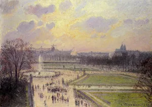 The Bassin des Tuileries: Afternoon by Camille Pissarro - Hand-Painted Oil Painting Reproduction