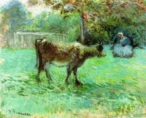 The Cowherd by Camille Pissarro - Hand-Painted Oil Painting Reproduction