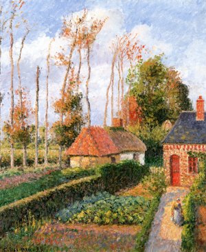 Main Product Photo of The Garden of the Ango Manor, Varengeville, Sunset Painting by Camille Pissarro