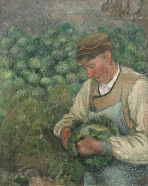 The Gardener - Old Peasant with Cabbage by Camille Pissarro - Hand-Painted Oil Painting Reproduction