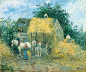 main product photo of The Hay Cart, Montfoucault painting by Camille Pissarro