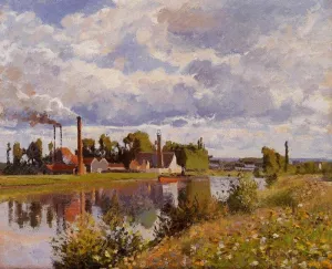 The Oise on the Outskirts of Pontoise by Camille Pissarro - Hand-Painted Oil Painting Reproduction