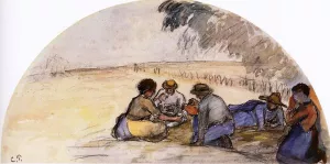 The Picnic by Camille Pissarro - Hand-Painted Oil Painting Reproduction