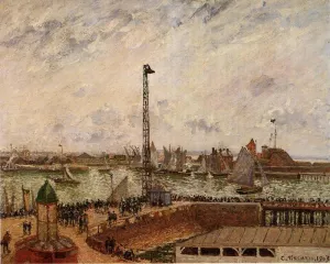 The Pilot's Jetty, Le Havre, Morning, Grey Weather, Misty by Camille Pissarro - Hand-Painted Oil Painting Reproduction