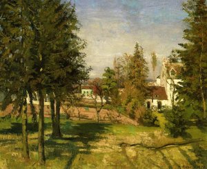 main product photo of The Pine Trees of Louveciennes painting by Camille Pissarro