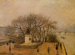 The Pont-Neuf, Statue of Henri IV: Mist by Camille Pissarro - Hand-Painted Oil Painting Reproduction