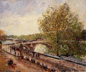 The Pont Royal - Grey Weather, Afternoon, Spring by Camille Pissarro - Hand-Painted Oil Painting Reproduction
