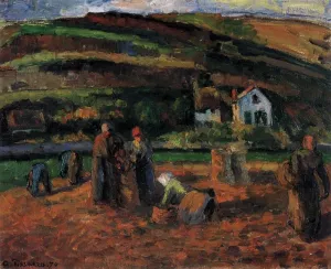 The Potato Harvest by Camille Pissarro - Hand-Painted Oil Painting Reproduction