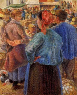 The Poultry Market at Pontoise by Camille Pissarro - Hand-Painted Oil Painting Reproduction