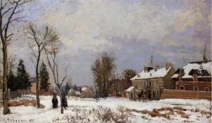 The Road from Versailles to Saint-Germain, Louveciennes. Snow Effect by Camille Pissarro - Hand-Painted Oil Painting Reproduction