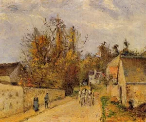 The Stage on the Road from Ennery to l'Hermigate, Pontoise by Camille Pissarro - Hand-Painted Oil Painting Reproduction