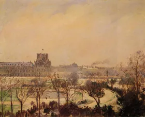 The Tuileries Gardens: Snow Effect by Camille Pissarro - Hand-Painted Oil Painting Reproduction