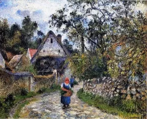 The Village Path also known as Thatched Cottages at Valhermeille by Camille Pissarro Art