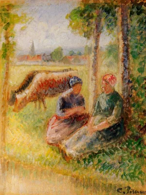 Two Cowherds by the River by Art