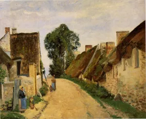 Village Street, Auvers-sur-Oise by Camille Pissarro - Hand-Painted Oil Painting Reproduction