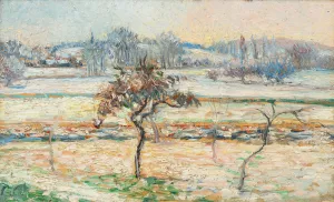 Vue sur le village de Bazincourt, Neige by Camille Pissarro - Hand-Painted Oil Painting Reproduction