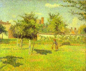 Woman in an Orchard, Spring Sunshine in a Field, Eragny by Camille Pissarro Art