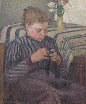 Woman Mending by Art